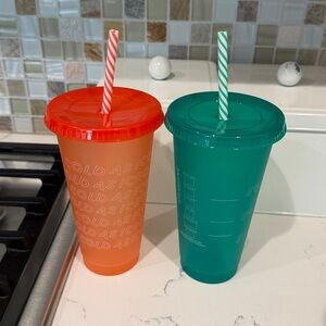 ☀️🌴2 Starbucks Vibrant Reusable Tumblers